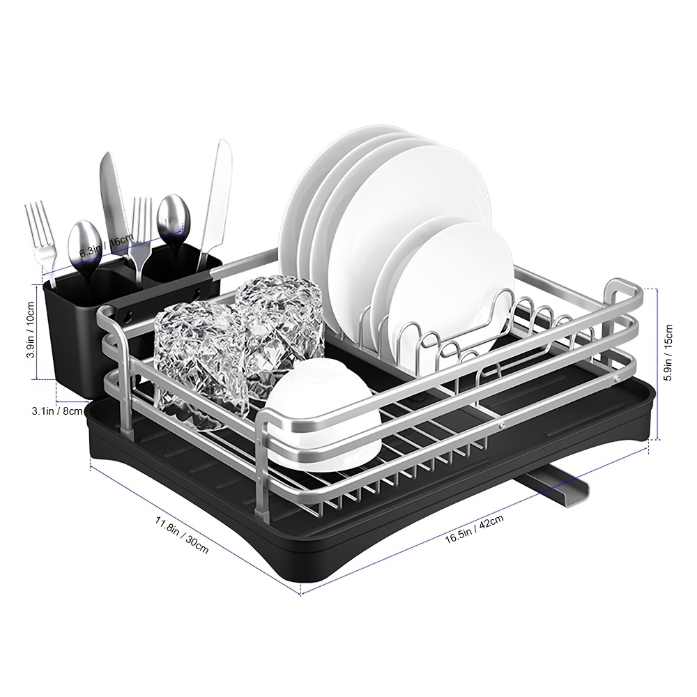 Gray Telescopic Dish Rack, Stainless Steel Dishes Storage Drain Rack,  Retractable Chopsticks Tube, Knife Storage Rack, Kitchen Accessories - Temu