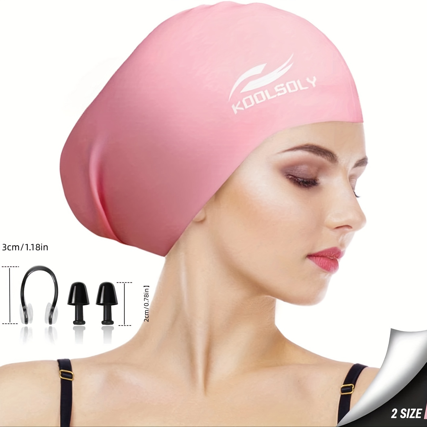 Swimming Caps Silicone Swimming Caps With Nose Clip Earplugs For
