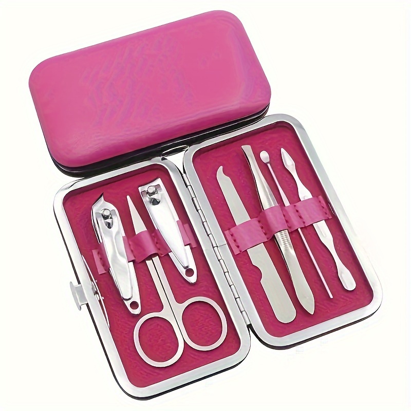 

7pcs Manicure Set Stainless Steel Nail Clippers Nail Care Tools, Beauty Tools Set With Professional Eyebrow Scissors Tweezers, Portable Travel Kit With Case For Men And Women