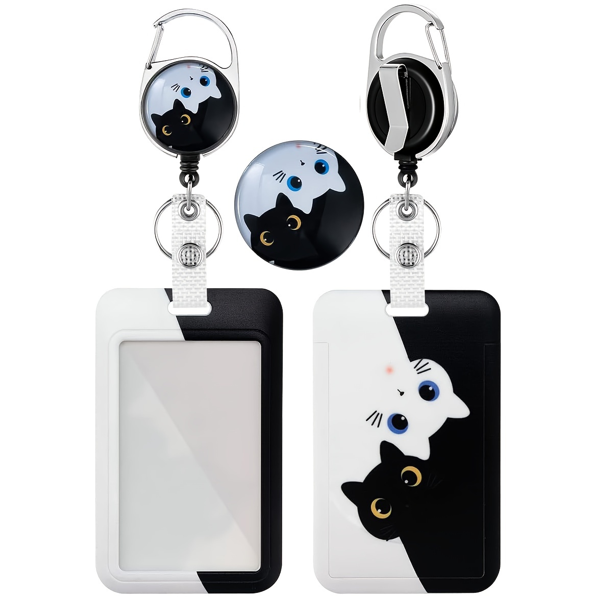 Cute Black Cat Badge Reel Heavy Duty Retractable Id Holder - Temu