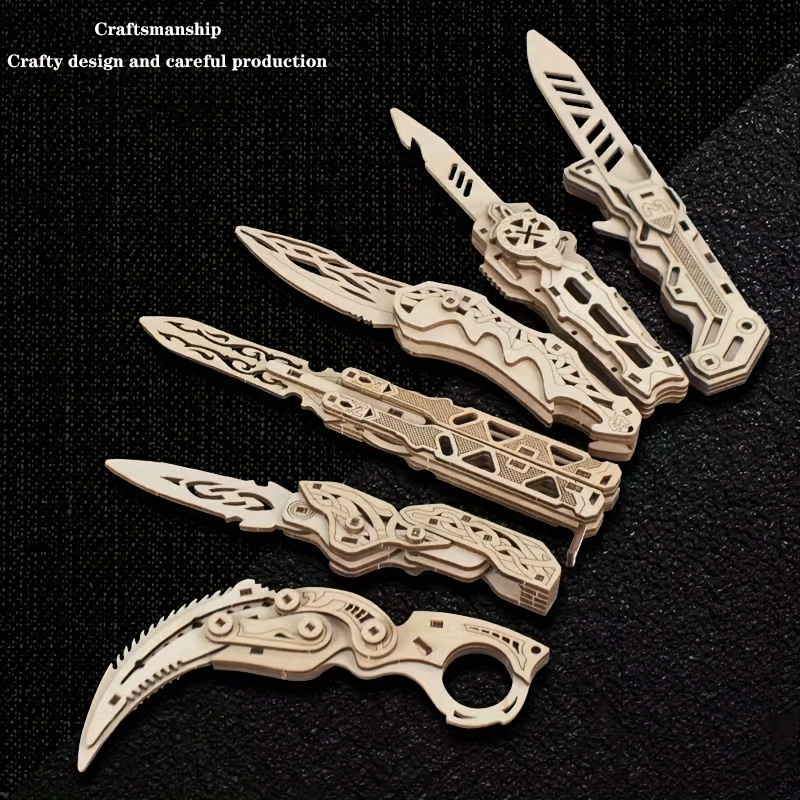 Wooden 3d Puzzle Butterfly Knife Folding Knife 3d Three Dimensional Model  Toy Boy Puzzle Assembly Cs Military Props - Arts, Crafts & Sewing - Temu  United Arab Emirates