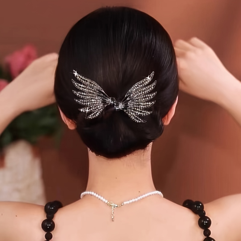 Elegant Angel Wings Tassel Hairpin Rhinestone Faux Pearls - Temu