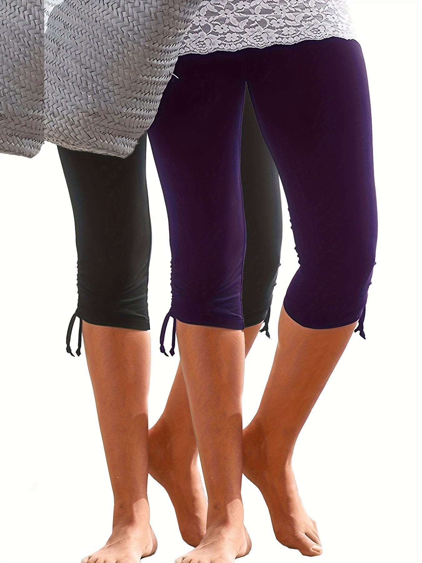 Women's Activewear: Solid Drawstring Jogging Capri - Temu