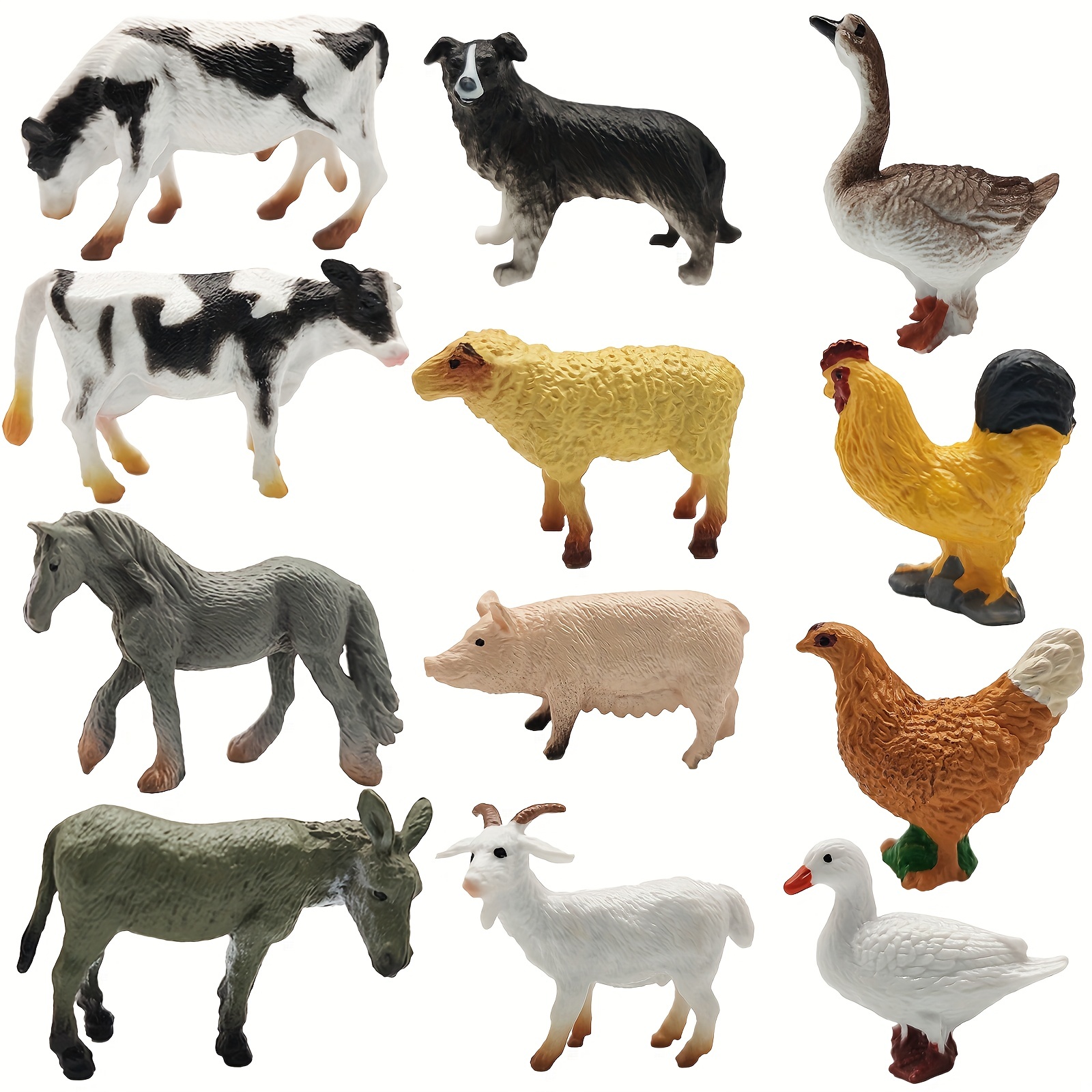 Juego de 17 figuras realistas de animales de granja de cerdo de granja,  colección de figuras de cerdo de granero, mini figuras de granja, juguete  de
