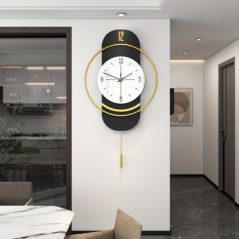 Reloj de pared grande de pared, reloj de pared de péndulo para decoración  de sala de estar, reloj de pared moderno único sin tictac, relojes de pared