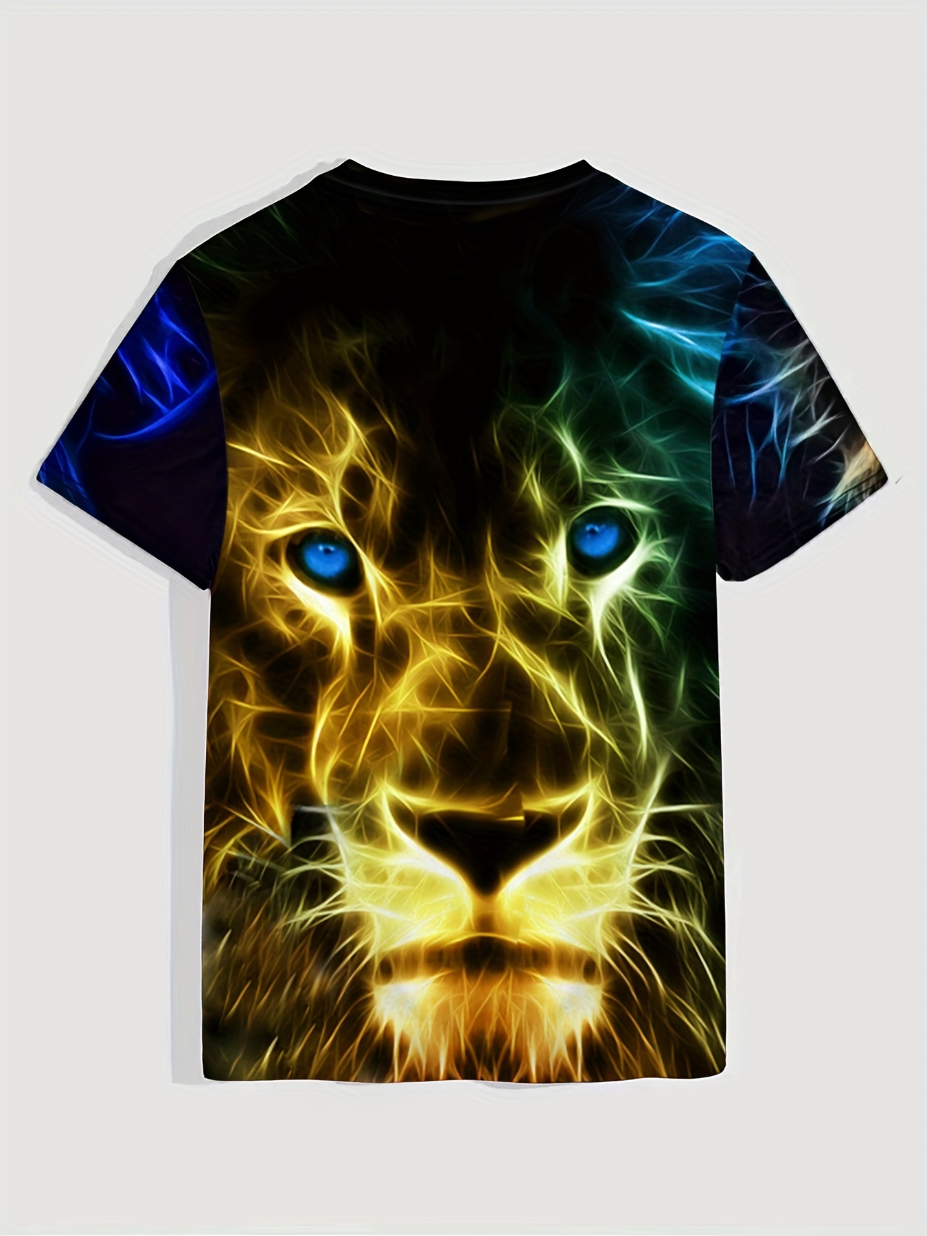 Stylish Lion Pattern 3D Print T Shirts Mens Causal Crew Neck Comfy Tees For  Summer Novel Top | Shop The Latest Trends | Temu