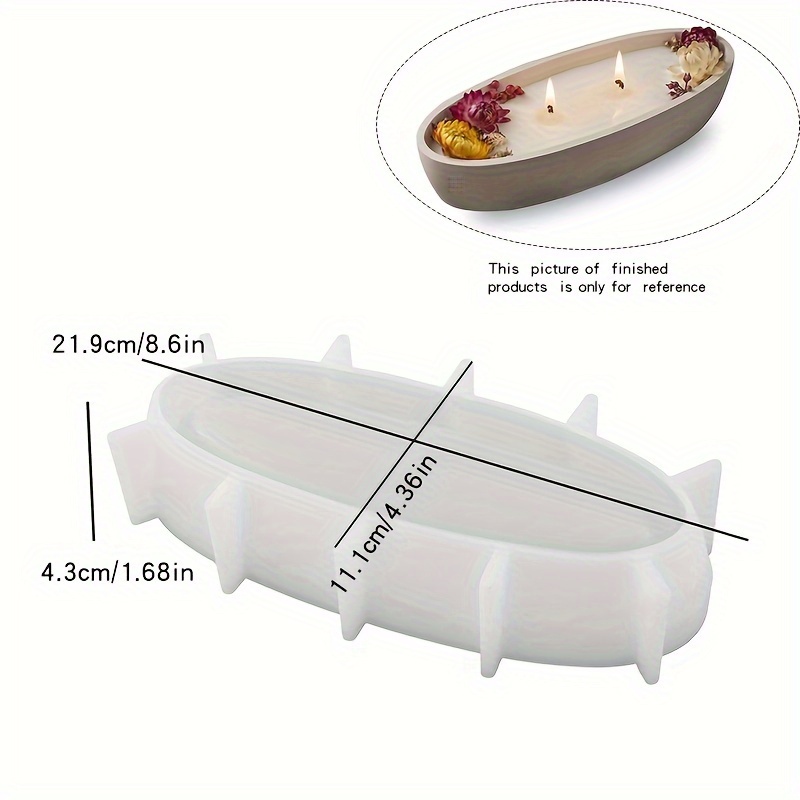 Image of Candle Vessel Silicone Mold Oval Bowl Resin Mold Candle Boat Jar Mold Epoxy Resin Storage Tray Container Mold Succulent Planter Cement Art Craft Jewelry Trinket Holder Decor