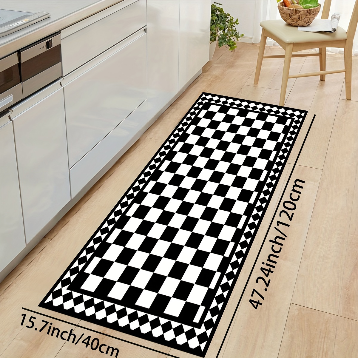 Black And White Checkered Pattern Area Rug Machine Washable - Temu