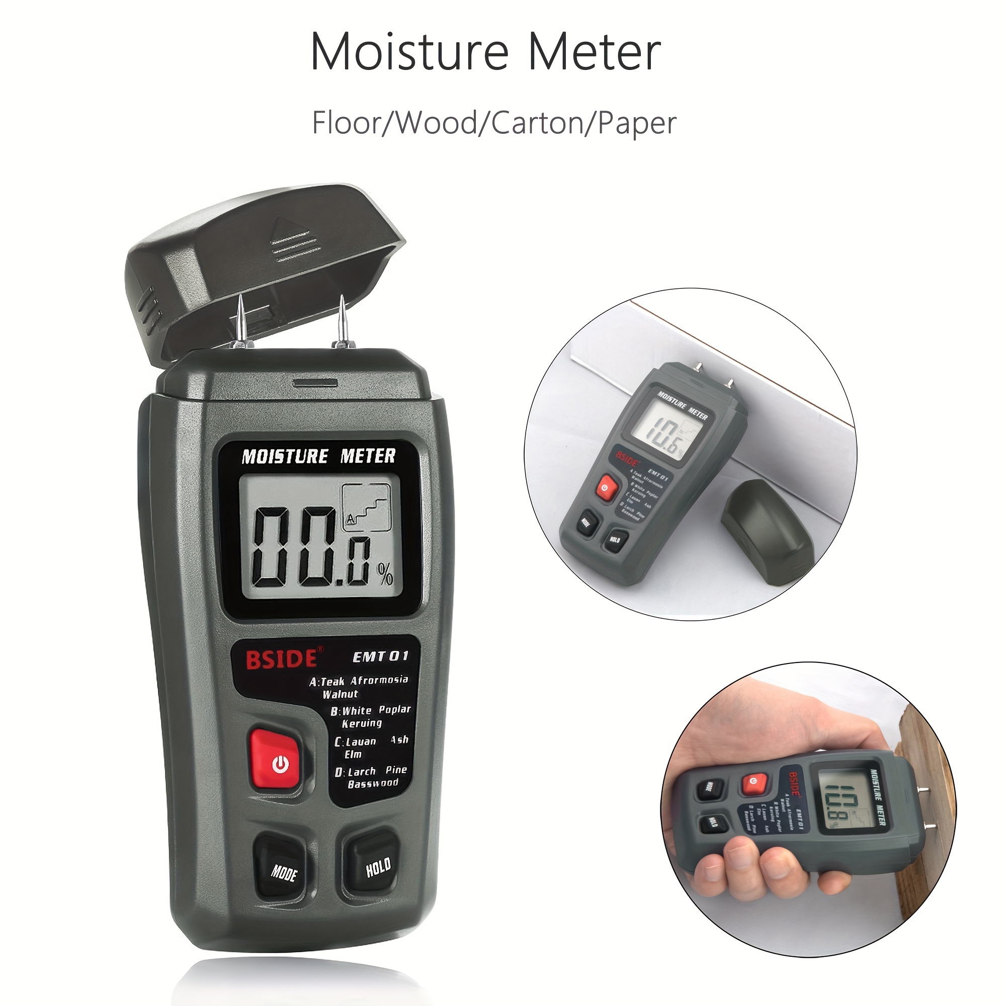 Digital Wood Moisture Meter Two Pins Humidity Tester 0-99.9% Hygrometer  Timber