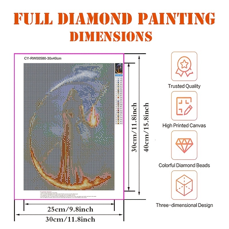 5d Diy Large Diamond Painting Kits For Adult Grim Reaper - Temu