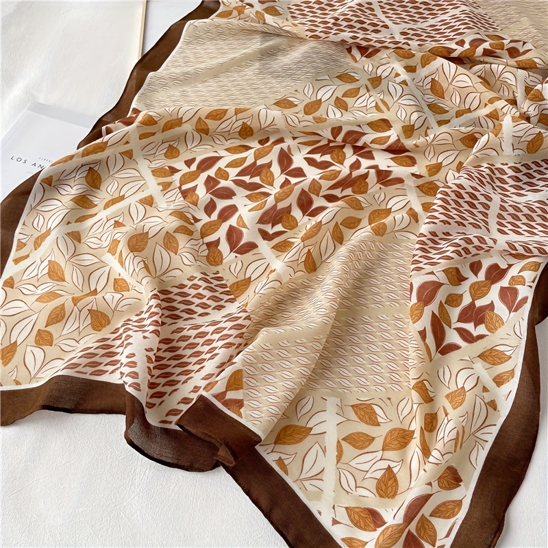 Chinese Style Scarf Leaves Pattern Long Breathable Shawl Wraps