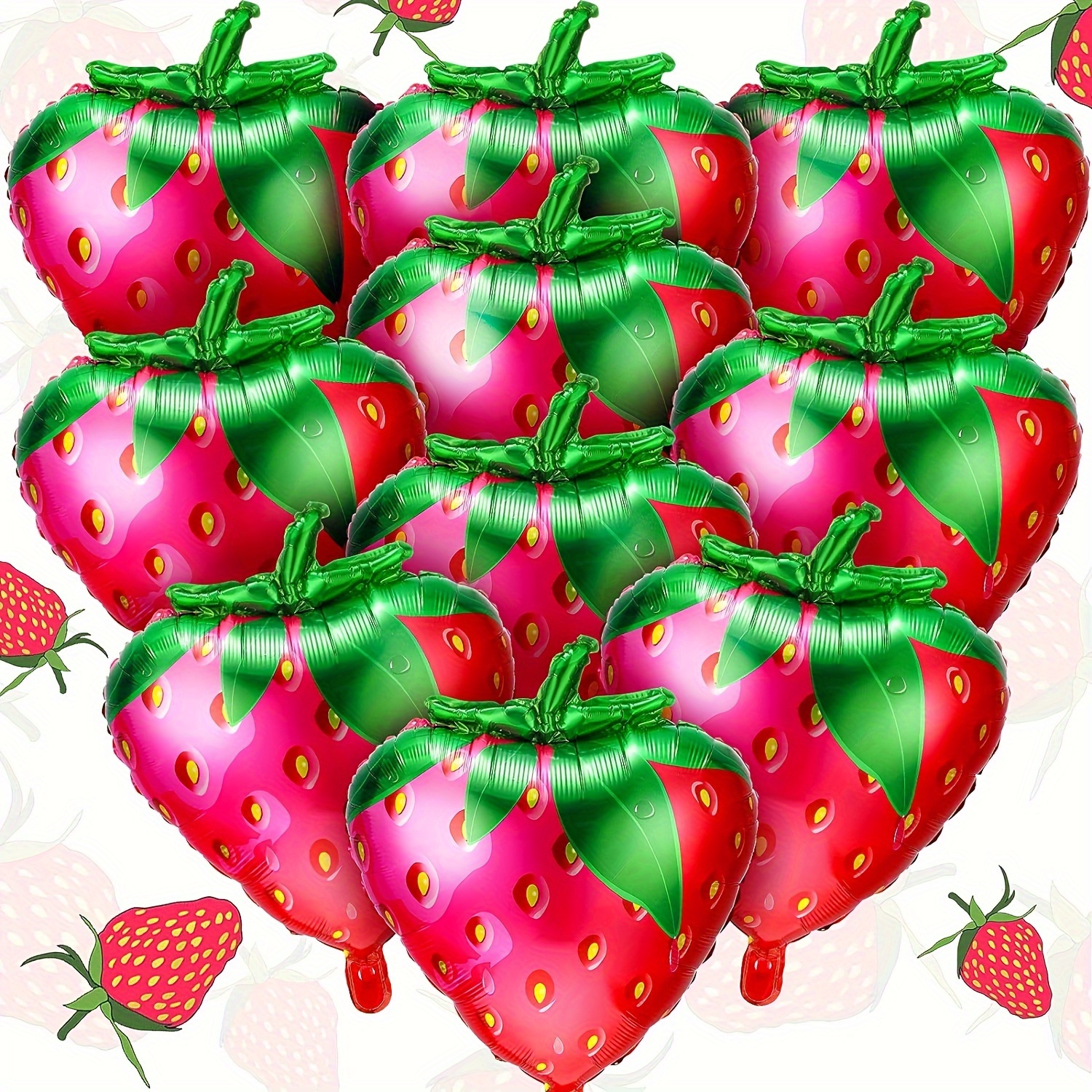 

10pcs Strawberry Balloons, Sweet Strawberry Aluminum Foil Balloons, Cute Fruit Balloons, Strawberry Theme Birthday Party Decorations, Birthday Party, Sweet Strawberry Theme Party, Summer Theme Party