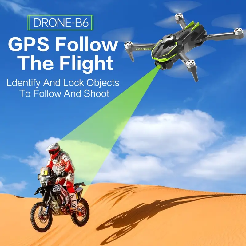 b6 brushless folding drone 2 4g optical flow gps with dual lens wifi professional aerial camera small size with servo pan and tilt return with one button added eis electronic anti shake and four sides obstacle avoidance details 6