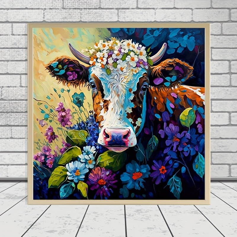 5D DIY Artificial Diamond Painting Cow Diamond Painting For Living Room  Bedroom Decoration 20*30cm/9.8in*11.8in