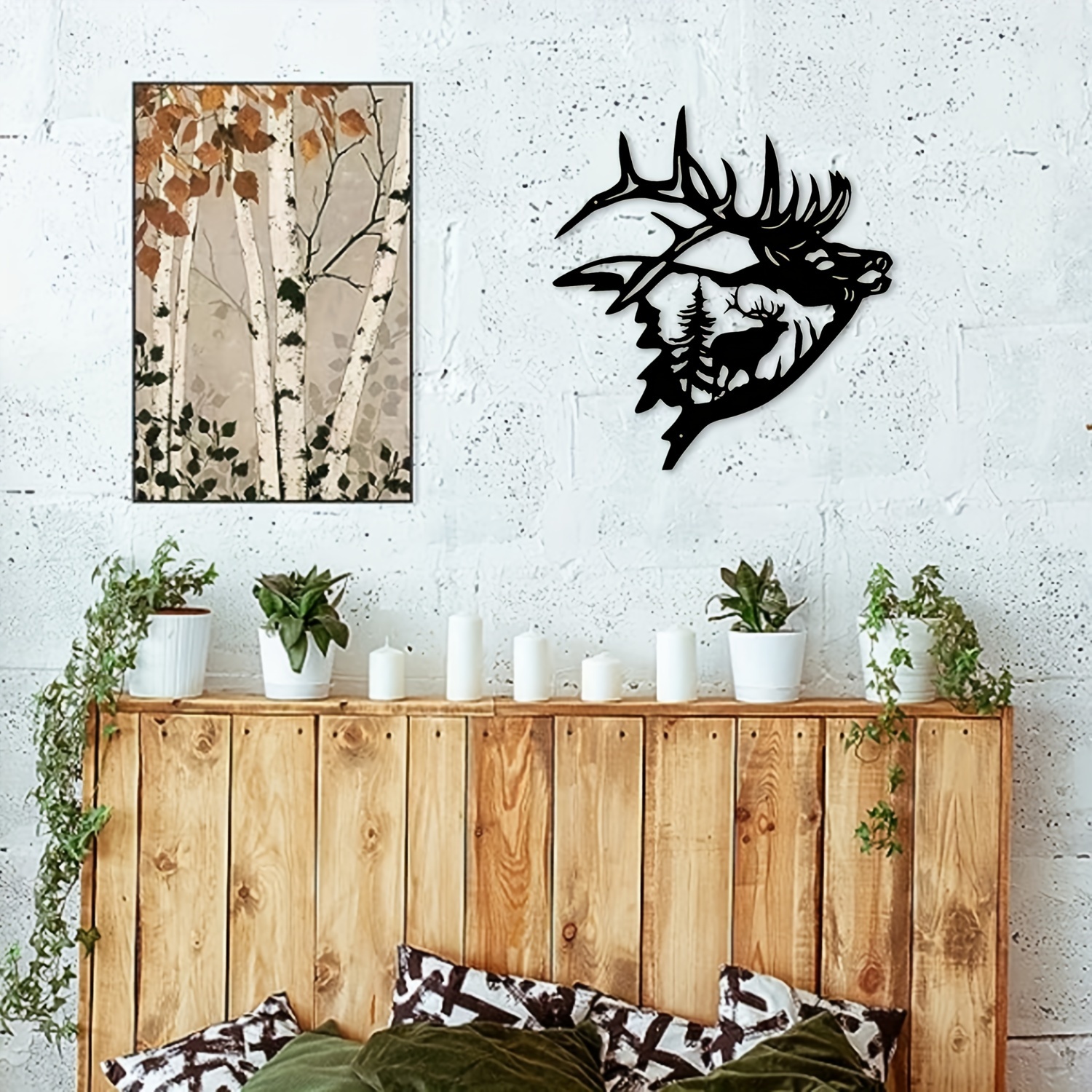 Metal Elk Forest Scene Silhouette Home Collection Metal Wall