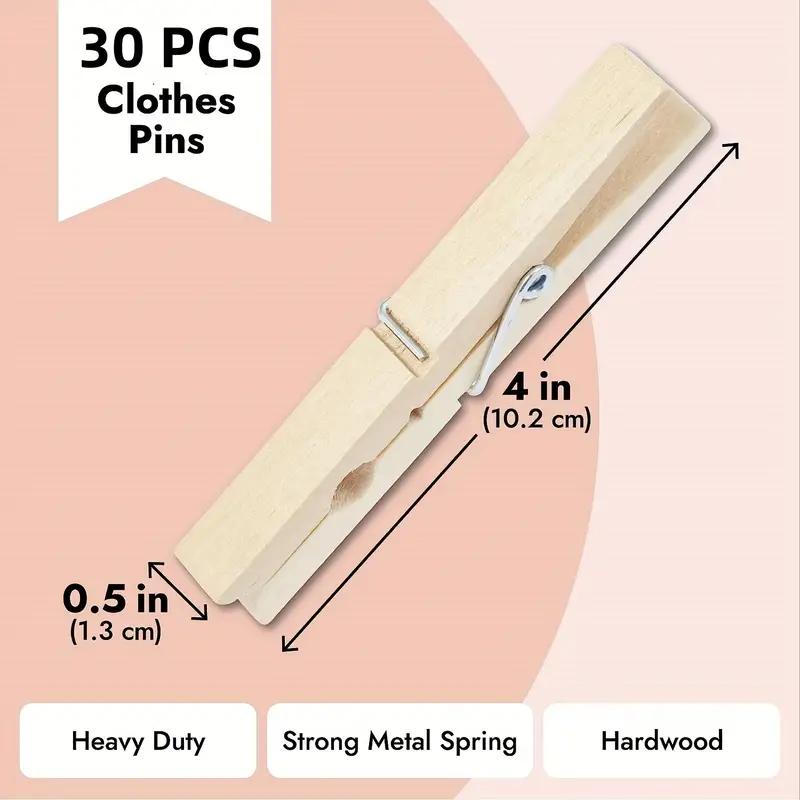 Large Wooden Clothespins For Laundry Heavy duty Wood Clips - Temu