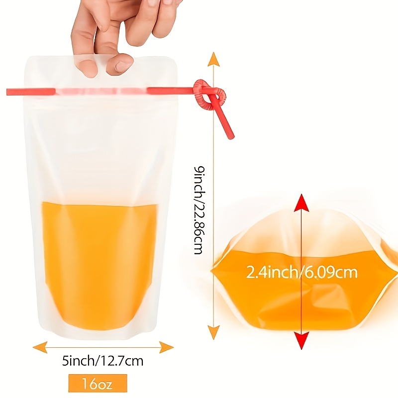 25 Pcs Birthday Drink Pouch Cups with 25 Straws Stand up Plastic Drink  Pouches Clear Zipper Bags Birthday Party Decor Juice Pouches Drink Pouches  for