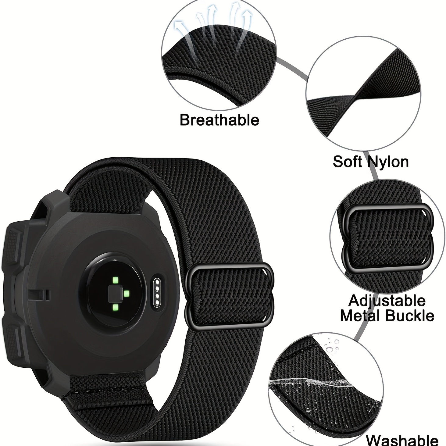 Elastic Watch Bands for Garmin Instinct 2 Solar, Soft Stretchy Nylon Strap  for Garmin Instinct Tactical/ Solar/ Tide/ Esports