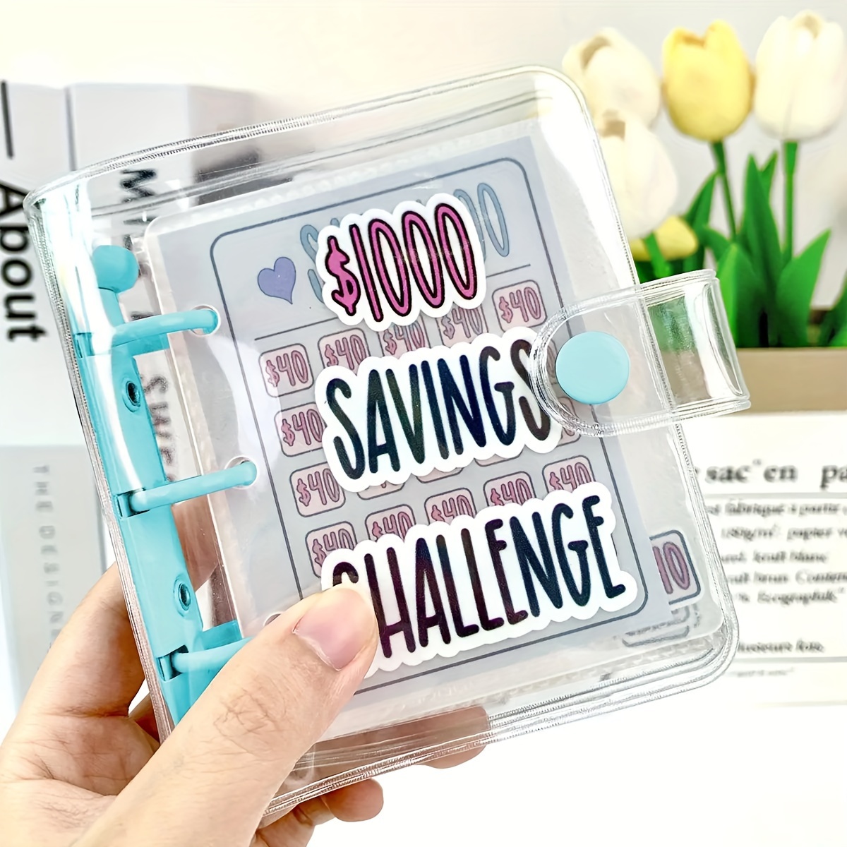  Carpeta de desafíos de 100 sobres, forma fácil y divertida de ahorrar  dinero en efectivo, libro de ahorro A5, libro de ahorros para presupuestos  : Productos de Oficina