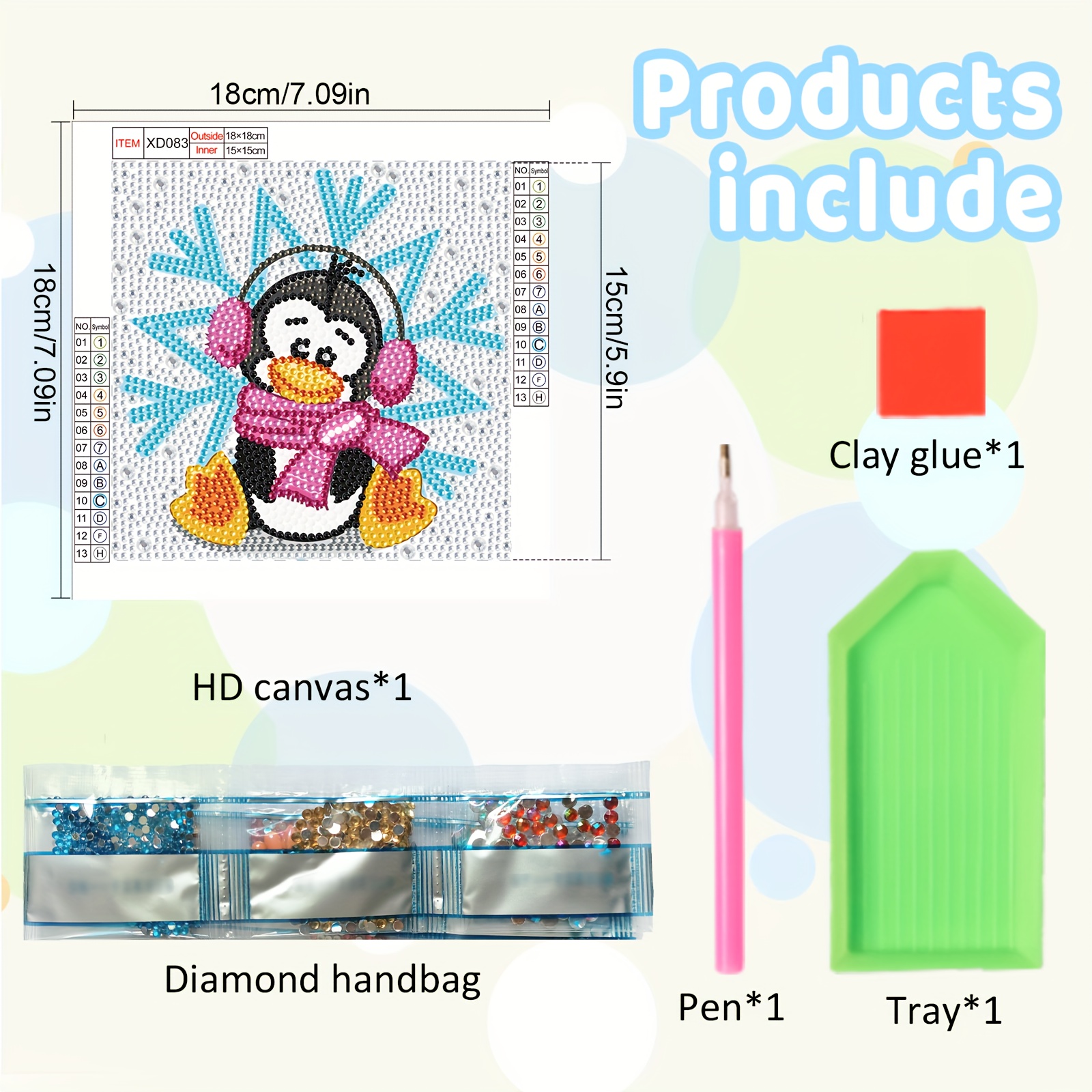 Diamond Painting Kit, Christmas Snowflakes Penguins Diamond Art
