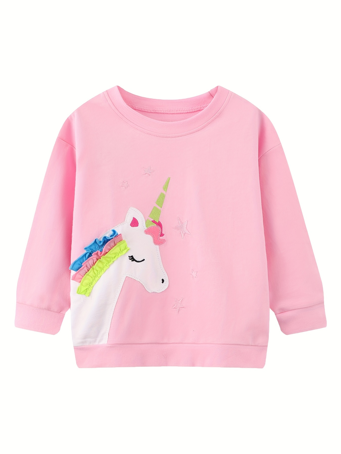 Girls Unicorn Embroidered Long Sleeve Sweatshirt Cotton Temu Canada