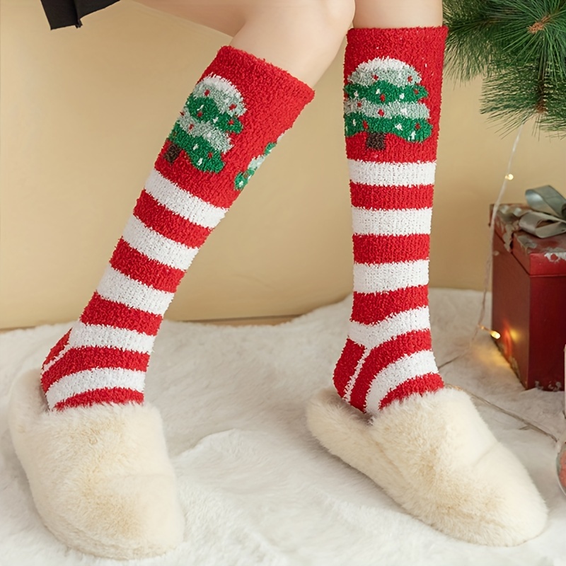 Estilo Navideño Lindo Rayas Niñas Rodilla Calcetines Altos - Temu Mexico