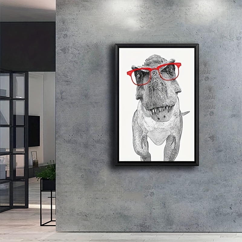 Prints Painting Dinosaur Wall Art Unframed Black And White - Temu