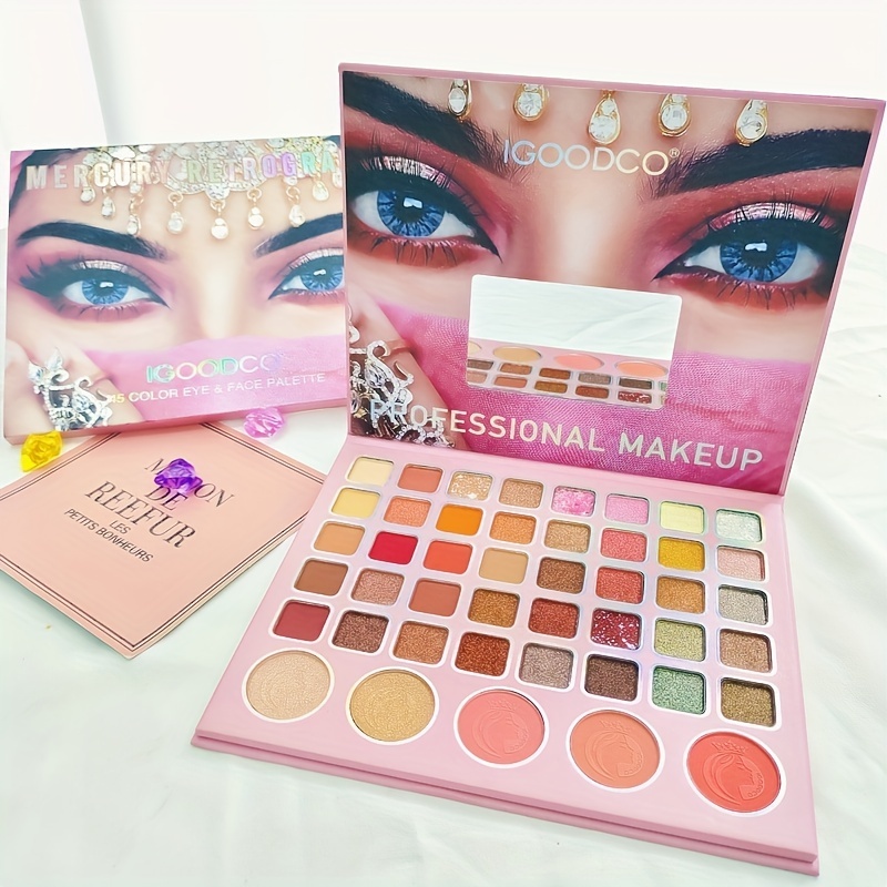 45 Colors Eyeshadow Palette Pearly Matte Finish Facial - Temu
