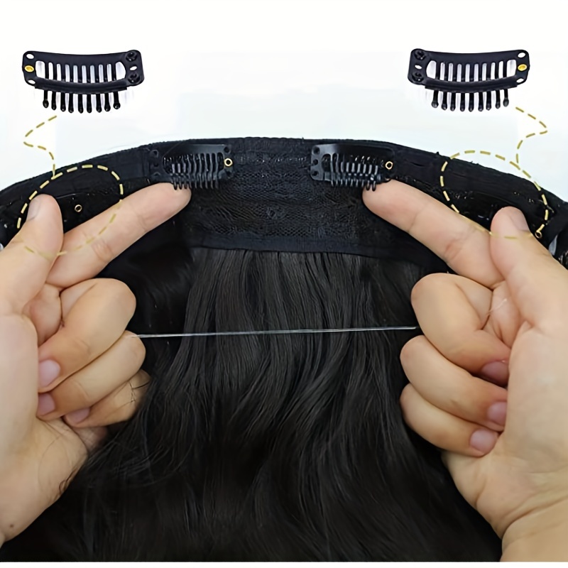 4pcs Straight Hair Pieces Synthetic Extensions for Daily Use