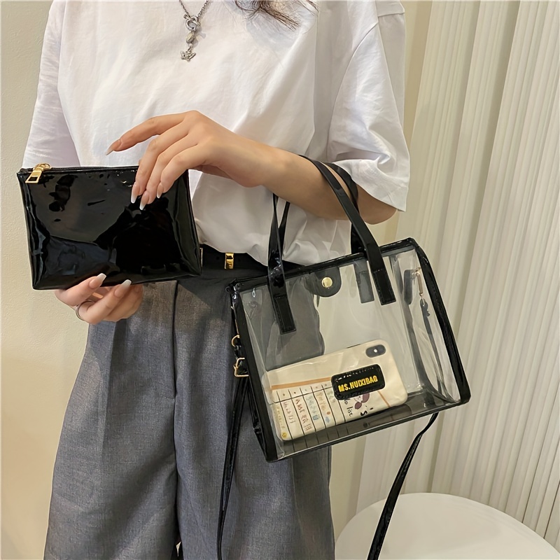 Transparent Tote Bag, Cute Top Handle Handbag, Women's Fashion Shoulder Bag,  Crossbody Bag & Purse - Temu