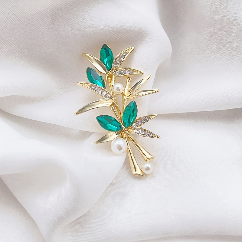 Elegant Faux Pearl Leaf Brooch For Women Delicate Alloy - Temu