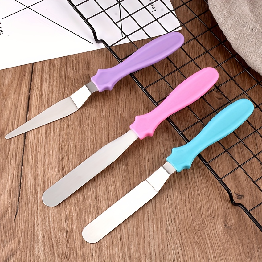 Set Of 3 Icing Spatula, Small Baking Spatulas Set With Straight, Offset,  Tapered Stainless Steel Blade, Angled Cake Decorating Frosting Spatulas -  Temu