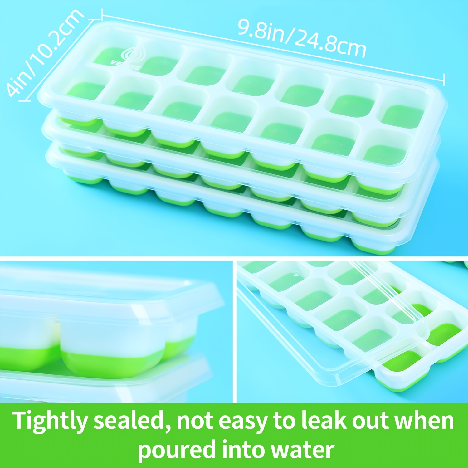 Silicone Ice Cube Trays for Freezer, 14-Ice Cube Tray 4 Pack Stackable Ice  Tray with Lid Spill-Resistant, Rubber Ice Trays Easy Release, BPA Free Ice