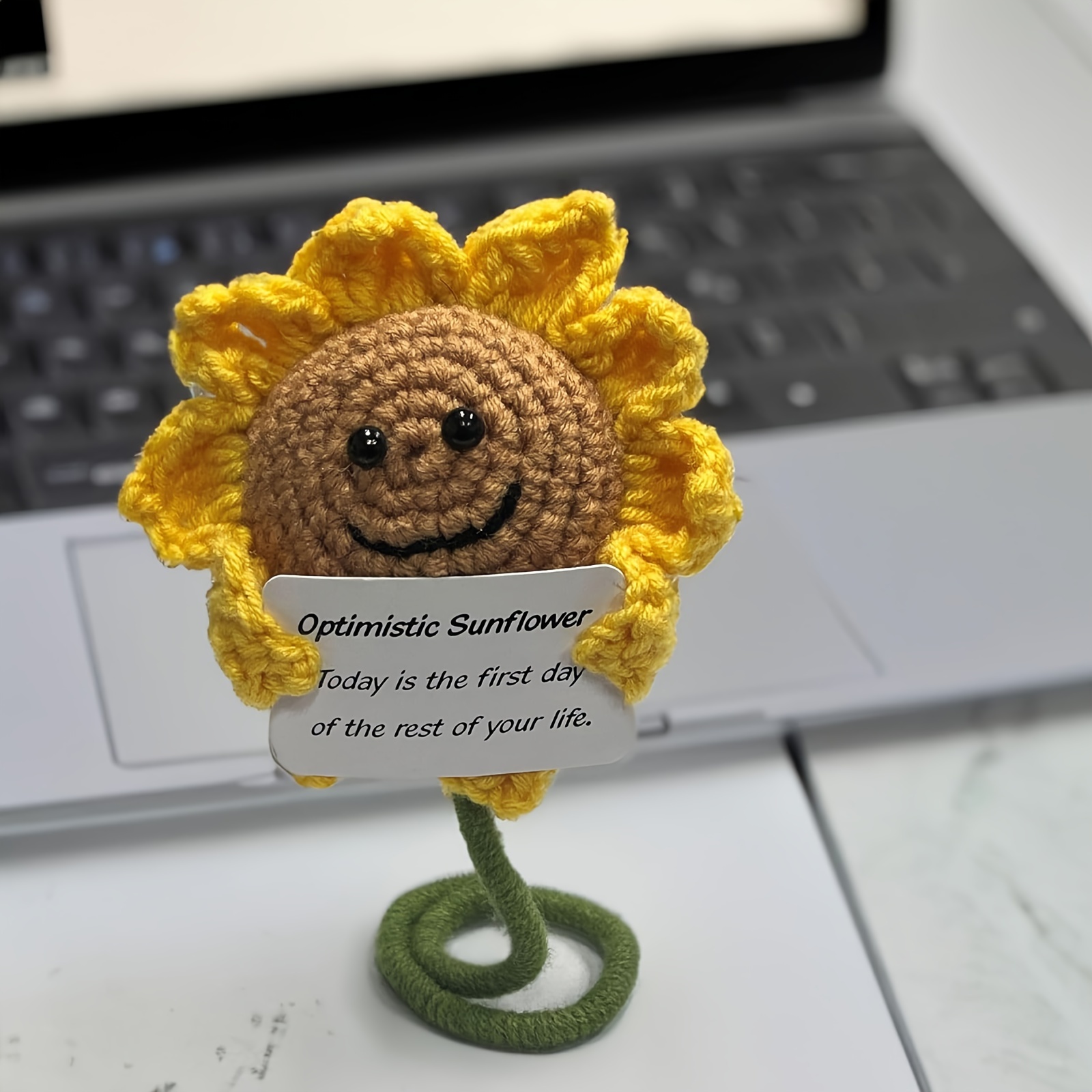 

3.2inch Funny Positive Potato For Home Decor Products, Handmade Knitted Potato Positive Card Creative Cute Wool Positive Potato Crochet Doll Cheer Up Gifts (sunflower)