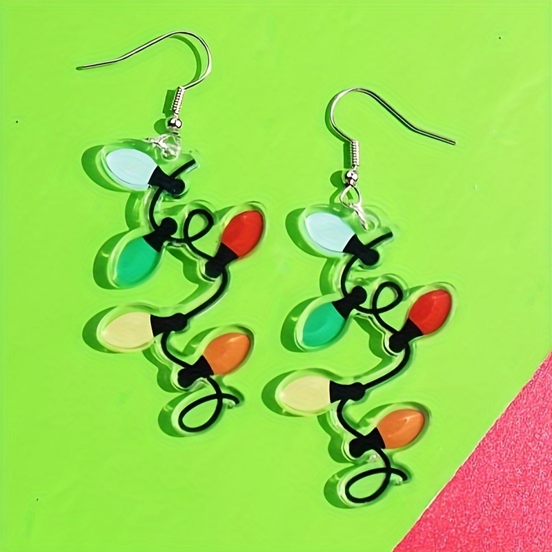 

Christmas Lights Design Dangle Earrings Simple Elegant Style Acrylic Jewelry Christmas Ear Ornaments