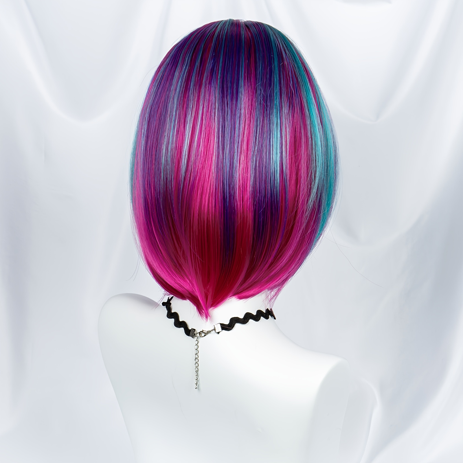 Rainbow Highlight Short Bob Wig for Cosplay Party