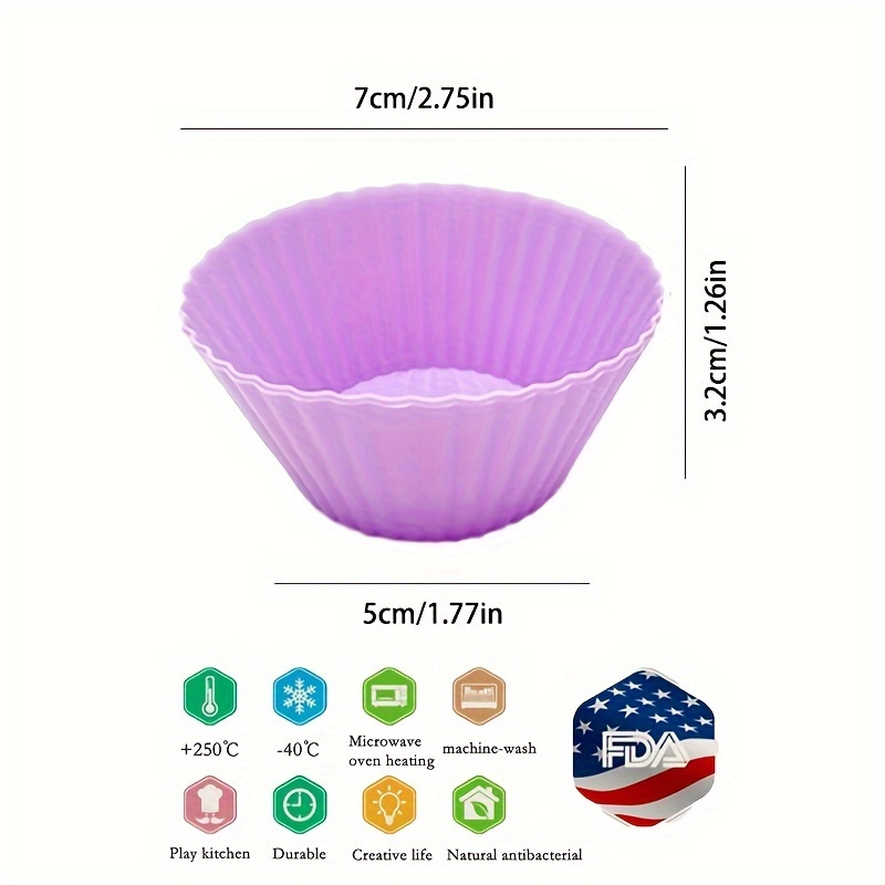 7cm Silicone Cupcake Liners Mold Muffin Cases Muti Round Shape Cup