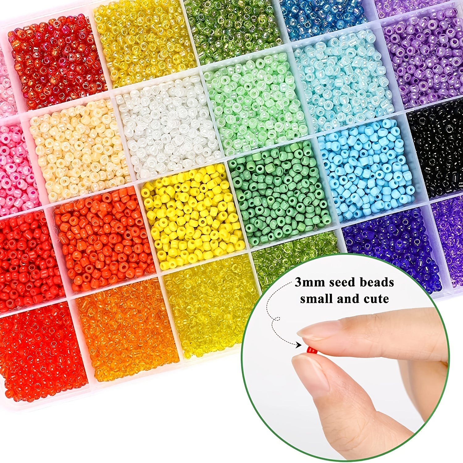 Urradia 35000pcs 2mm 12/0 Glass Seed Beads for Jewelry Making Supplies Kit Small Bead Craft Set Bracelets Necklace Ring Making Kits Glass Seed Letter Alphabet