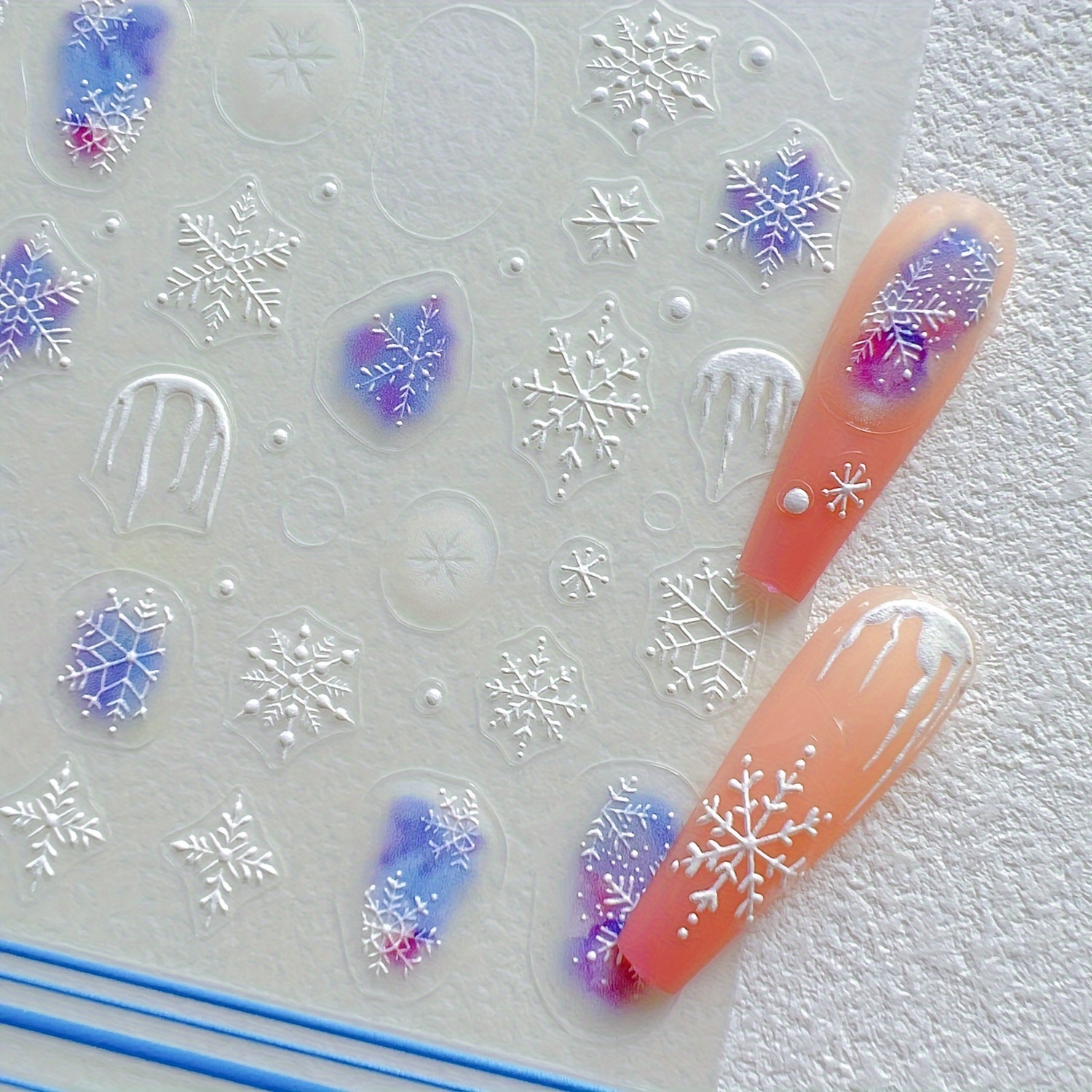 5d Embossed Christmas Nail Art Stickers snowflake - Temu Australia