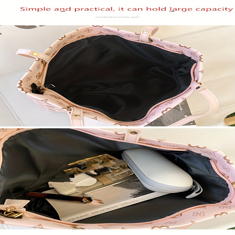Classic Printed Tote Bag Set, Retro Pu Leather Shoulder Bag, Women's Handbag  Wirth Coin Purse - Temu Germany