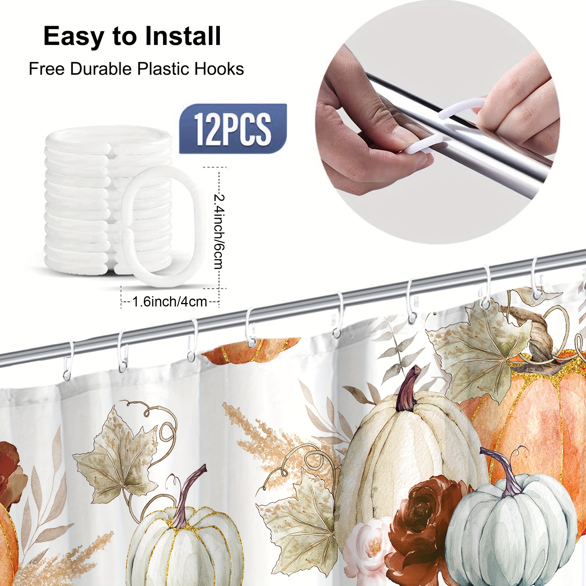 Shower Curtain Hook Autumn Harvest Pumpkin Maple Leaf - Temu