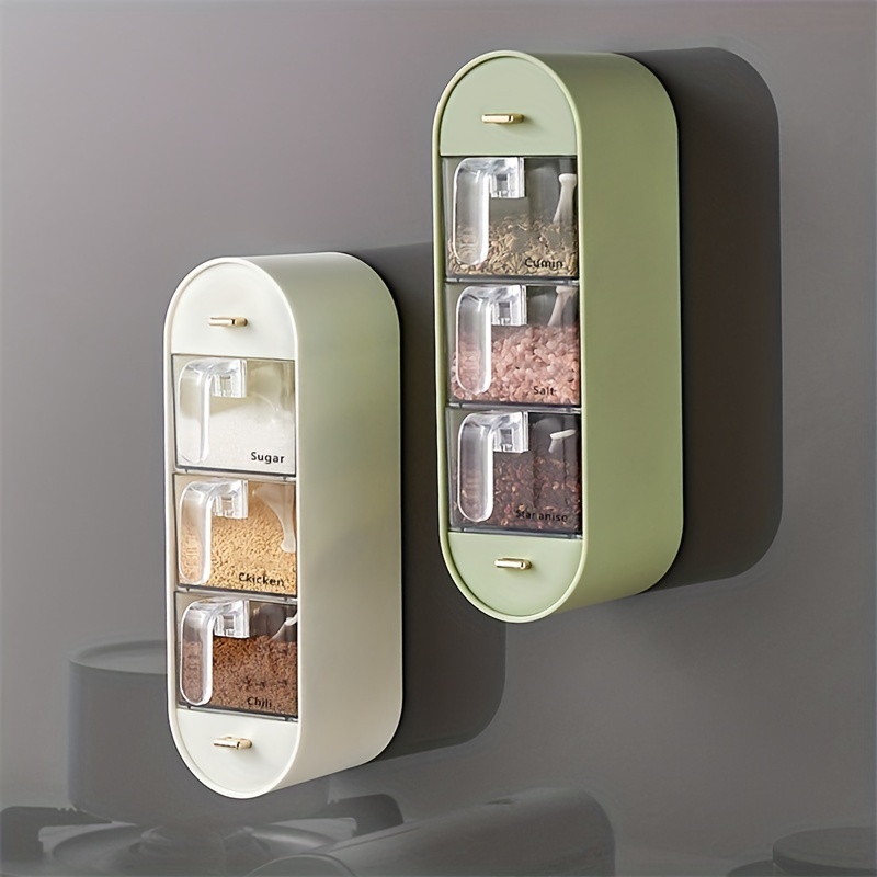  n/a Kitchen - Especiero para montar en la pared, caja de  condimentos, tarro de sal y pimienta, caja de especias para dispositivos de  cocina, herramienta organizadora (color: A, tamaño: 3.3 x