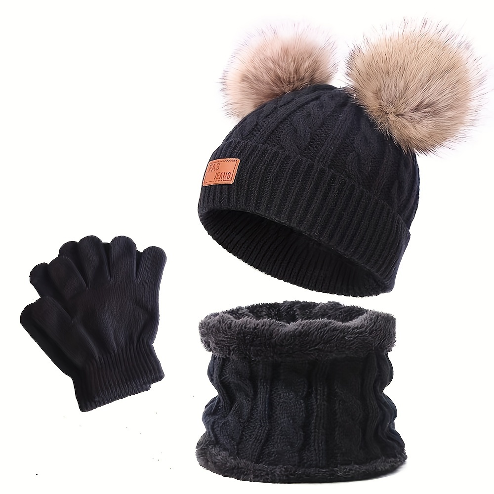 Bonnet d'hiver en tricot, bonnet, cache-cou et gants en laine