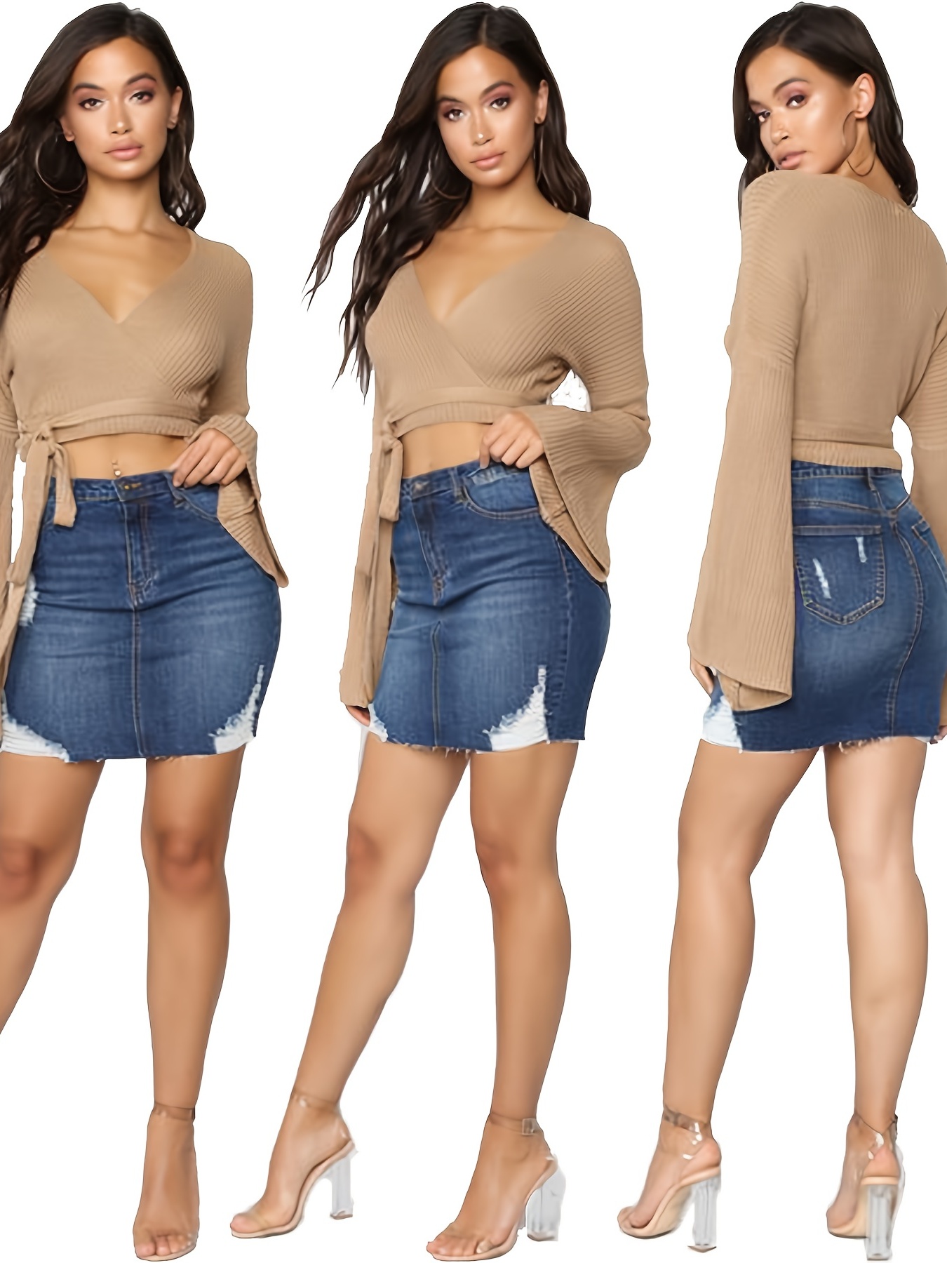 Clothing Ripped Denim Mini Skirt Outfit High Waisted Denim Mini