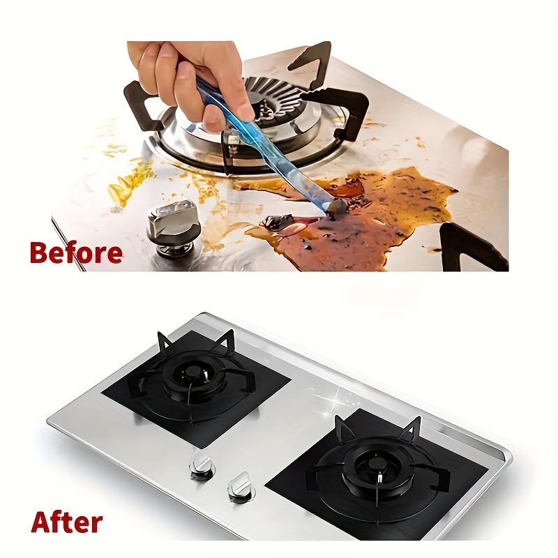 2 Pieces 0.2mm Thick Gas Stove Protector Lined 5 Holes Oil Proof Gas Stove  Stove Burner Stove Guard