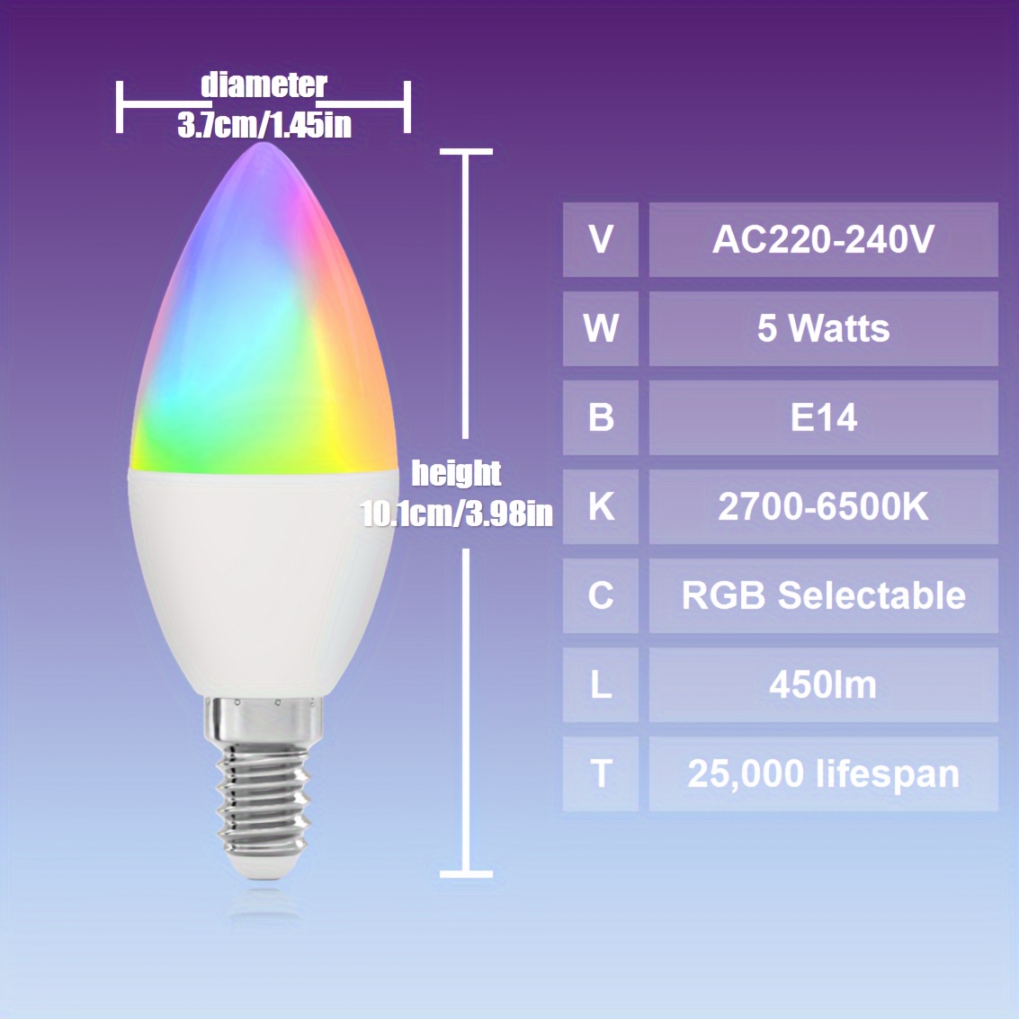 Confezione Da 2 Lampadine A Candela Intelligenti Alimentate Tuya, Lampadina  LED WiFi Compatibile Con Alexa Google Assistant, Lampadina Per Luce  D'atmosfera Per Interni RGBCW Dimmerabile, Lampadina Per Lampadario E14 5W  - Temu