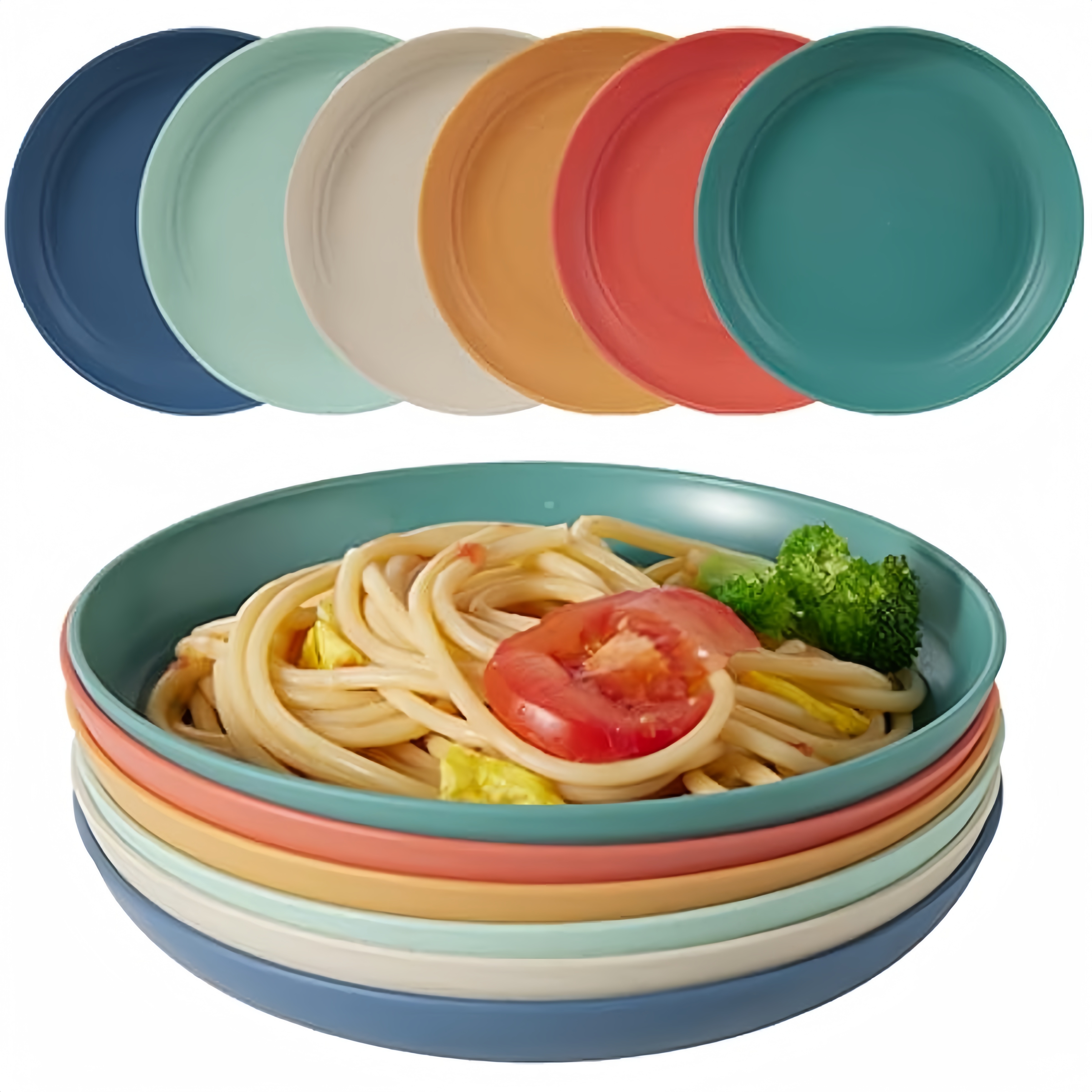 

6pcs 7.8 Inch Lightweight Plates, Unbreakable Deep Dinner Plates, Dishwasher & Microwave Safe, Pasta Plate, Fruit Dessert Plate, Bpa Free, For Home Kitchen Picnic Camping Rv, Tableware Accessories