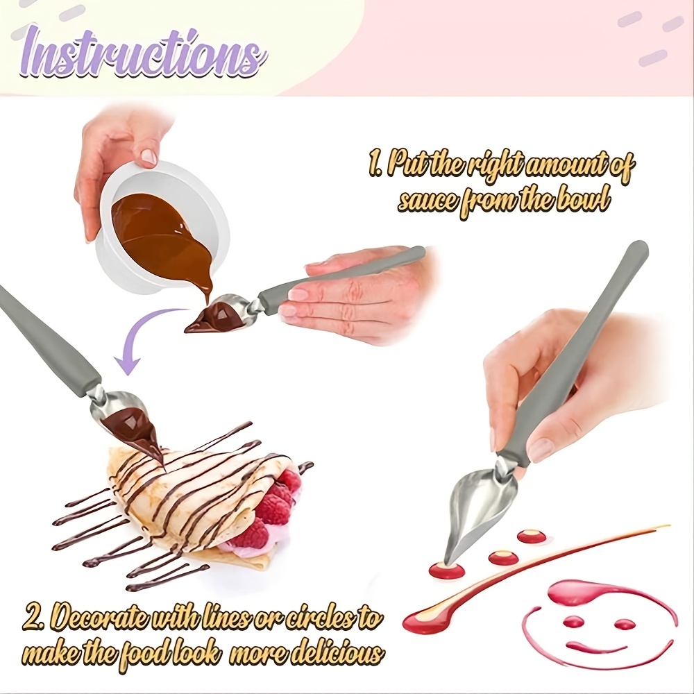 Sauce Plating Art Pencil - Deco Spoon Precision Chef Multi-purpose Culinary  Drafting Spoons For Decorating Plates, Diy Chocolate Cake Baking Tools Dec