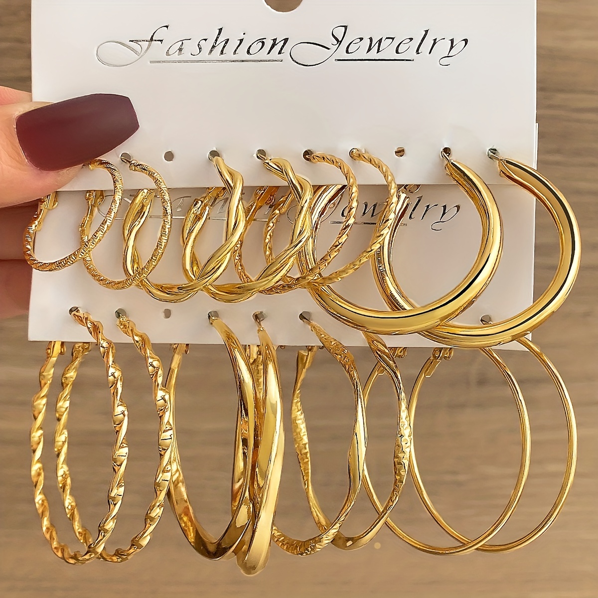 8 Pairs Golden Hoop Earrings Retro Simple Style Alloy Jewelry Trendy Gift For Women Daily Casual