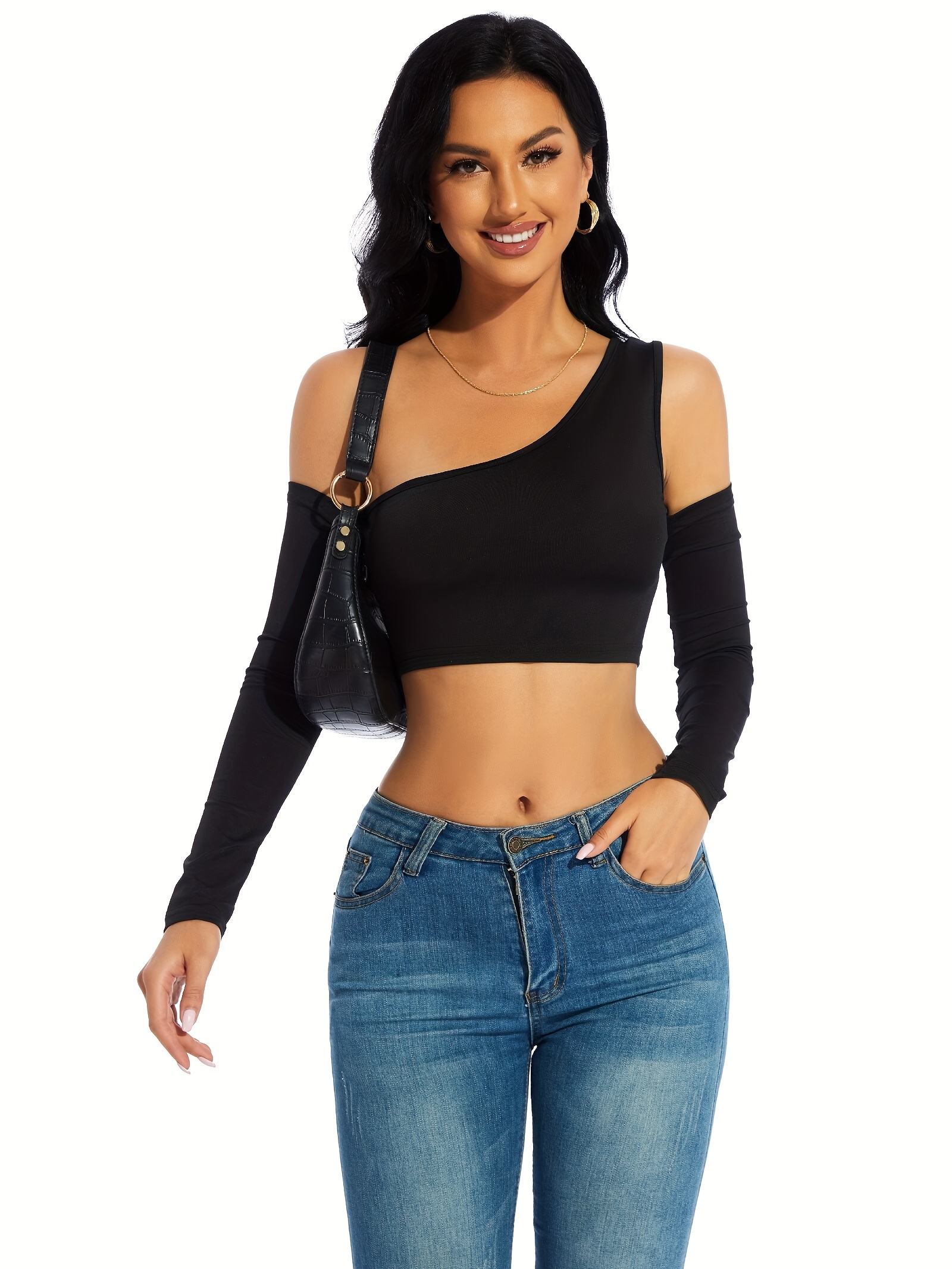 One Shoulder Sleeveless Crop Top Casual Every Day Top Season - Temu Canada